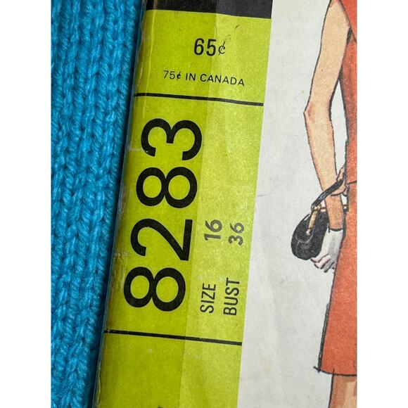 McCalls 8283 Sewing pattern 2 piece dress blouse Skirt A line 1960s mod Size 16 - Picture 2 of 7